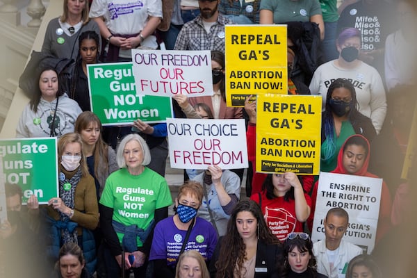 Legislators along with reproductive rights group Amplify Atlanta announced new abortion-rights legislation at the Capitol on Tuesday, January 24, 2023.   (Arvin Temkar / arvin.temkar@ajc.com)