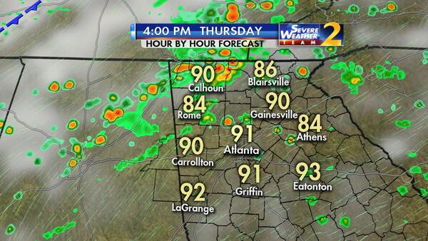 Some metro Atlanta areas saw isolated storms Thursday. (Credit: Channel 2 Action News)