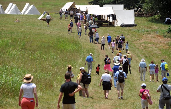 Attendees at the Union encampment at Kennesaw Mountain National Battlefield Park Friday, June 27, 2014.