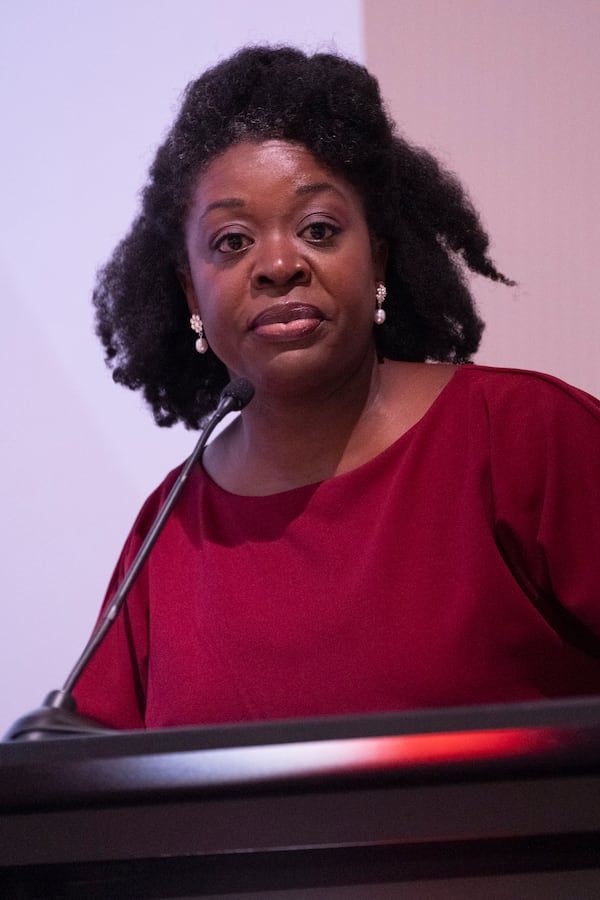 Atlanta school board candidate Nkoyo Effiong Lewis during a debate Wednesday, Sept. 20, 2023. (Ben Gray / Ben@BenGray.com)