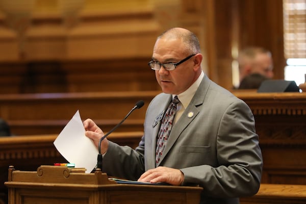 State Sen. Bruce Thompson is the sponsor of Senate Bill 456, which would prevent the woman in Georgia from receiving the abortion pill mifepristone through the mail, speaks during a hearing on Tuesday, March 1, 2022. The bill passes 31-22 and is ready to move to the House of Representatives. Miguel Martinez for The Atlanta Journal-Constitution 