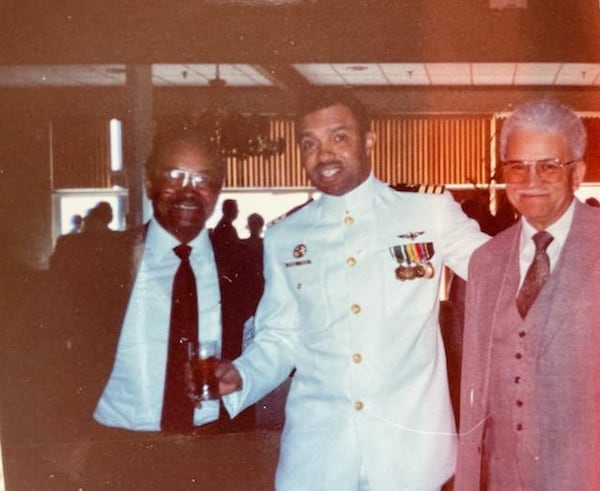 Harvey McDonald, center, flanked by his biological father, Joseph Blaylock, left, and stepfather, Ralph McDonald, right. All three served in the U.S. military. “There is a kinship among those who have served. There is respect,” McDonald said. “We look each other in the eye. And, no matter which branch of service we are in, you know you gave up something for something much larger.”