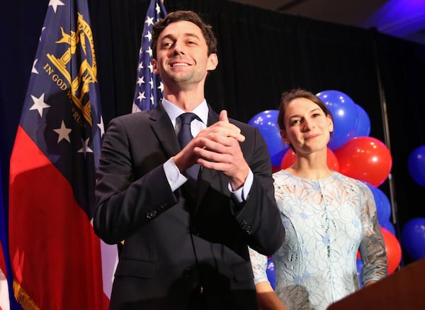 U.S. Sen. Jon Ossoff and his wife, Dr. Alisha Kramer, brought their infant daughter Even to the Senate this week. (Jason Getz/AJC)