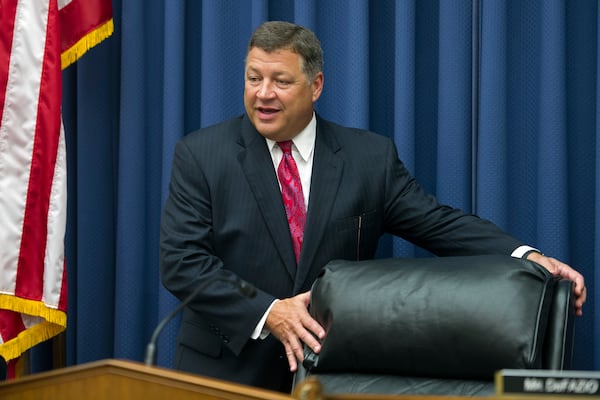 House Transportation and Infrastructure Committee Chairman Bill Shuster, R-Pa., takes his seat on Capitol Hill in Washington, Tuesday, June 2, 2015. (AP Photo/Cliff Owen)