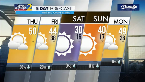 Five-day forecast for Jan. 18, 2024.