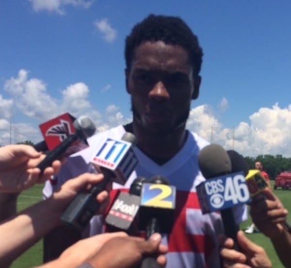 Leonard Hankerson after OTAs on Tuesday. (By D. Orlando Ledbetter/dledbetter@ajc.com)