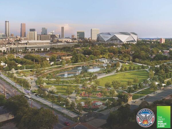 The Rodney Cook Sr. Park, when finished, will add recreational greenspace, runoff control and art to the community. An Atlanta nonprofit founded by Cook’s son is trying to raise $25 million to add sculptures and a research library to the park.