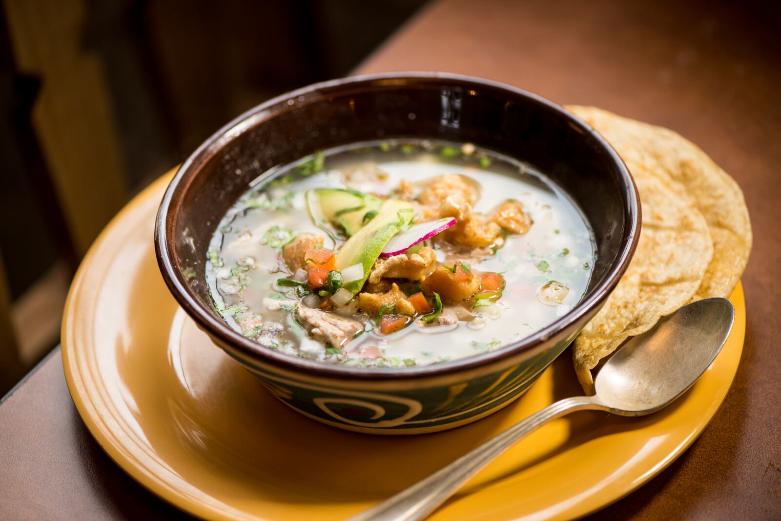 Taqueria el Tesoro Pozole Sopa del Dia.