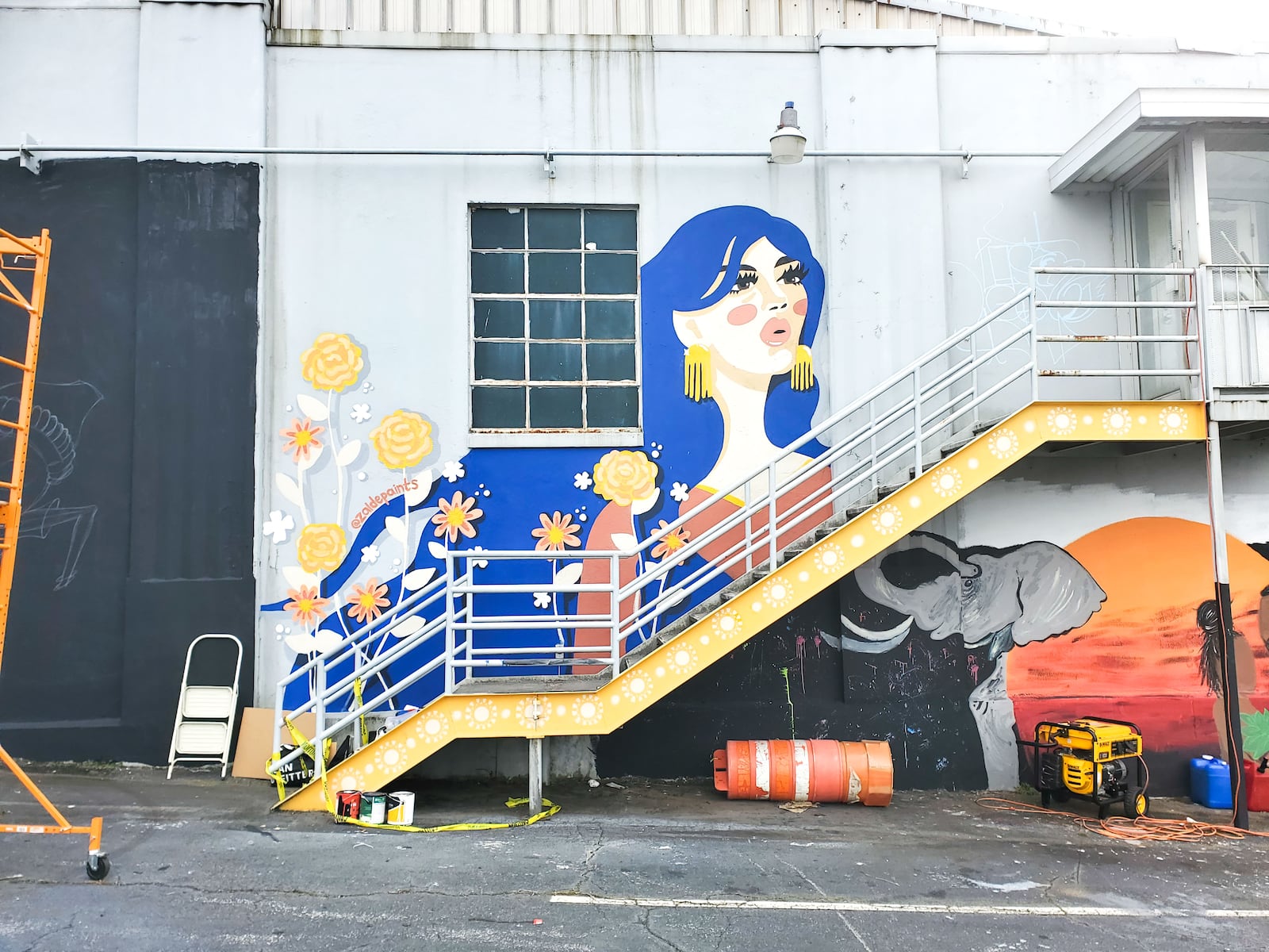 A mural by Nicole Merizalde, on Instagram at @zaldepaints