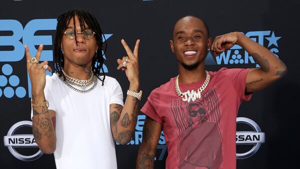 Swae Lee (L) and Slim Jxmmy of Rae Sremmurd are going on a joint tour with Wiz Khalifa this summer. (Photo by Maury Phillips/Getty Images)