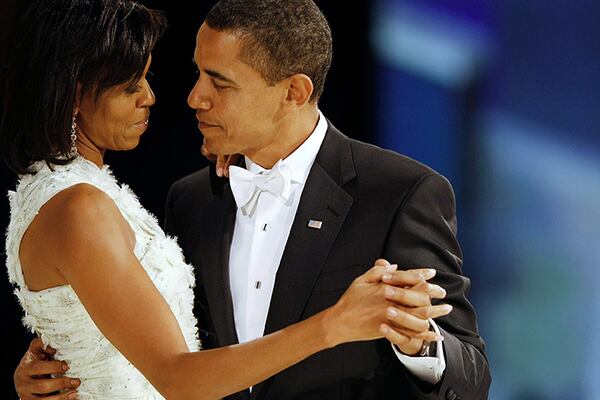 President Barack Obama and his wife Michelle dance during the Western Inaugural Ball at the Washington Convention Center on Jan. 20, 2009.