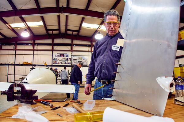 Billy Stewart leads the EAA 690 youth program, and he counts on about 20 other volunteers to step in and help. Mentors are handy at working with tools; at least five have built their planes or have expertise in airplane inspections as licensed A&Ps (Airplane and Mechanic). Courtesy of John Slemp