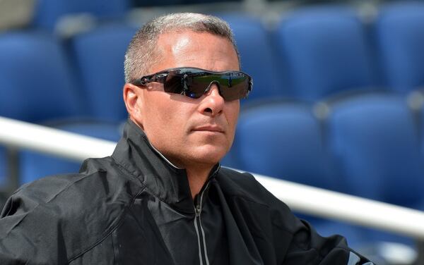 Apr 14, 2013; Kansas City, MO, USA; Kansas City Royals general manager Dayton Moore during batting practice before a game against the Toronto Blue Jays at Kauffman Stadium. Mandatory Credit: Peter G. Aiken-USA TODAY Sports Royals GM Dayton Moore, a highly regarded former Braves assistant GM, has predictably emerged as a potential candidate to replace fired Atlanta GM Frank Wren. (AP photo)