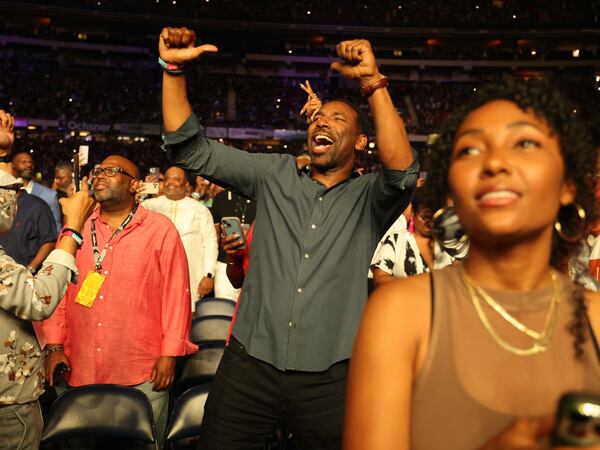 Atlanta mayor Andre Dickens enjoys music producer Jermaine Dupri's "The South Got Something to Say" show at the Caesars Superdome in New Orleans. The Essence Festival is celebrating it’s 29th year, and the 50th anniversary of hip-hop. (TYSON HORNE / TYSON.HORNE@AJC.COM)