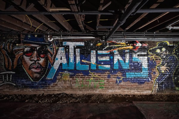 A mural depicting Atlanta hip-hop duo Outkast, located in Historic Hotel Row in downtown Atlanta. / Courtesy of Kristin Ferro