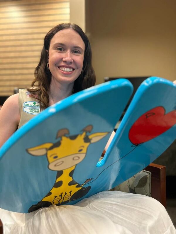 Sarah Gruber donated 17 handmade IV lily pads to the Spence and Becky Wilson Baptist Children's Hospital in Memphis, Tennessee. The skateboard-like devices attach to IV poles, allowing pediatric patients to sit and move around a hospital more efficiently while still connected to their IVs. Each one took more than 20 hours of work. (Courtesy of Baptist Memorial Health Care)