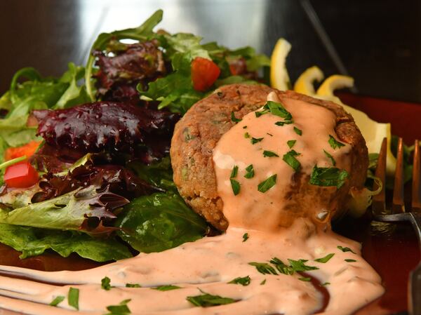 Lion’s Mane "Crab" Cakes, from the Horti-Culture mushroom farm in Snellville. The lion’s mane variety of mushroom is used in place of crab for this recipe. (Styling by Bill Corcoran / Chris Hunt for the AJC)