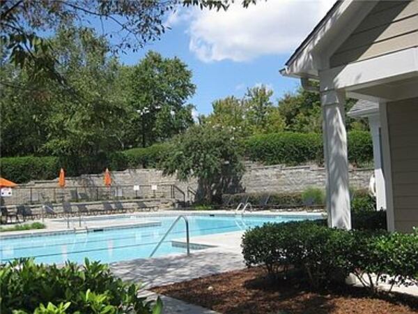 Lounge chairs provide a space to relax poolside.