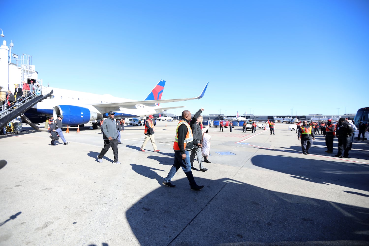 The champions arrived in Atlanta on Tuesday. Miguel Martinez for The Atlanta Journal-Constitution