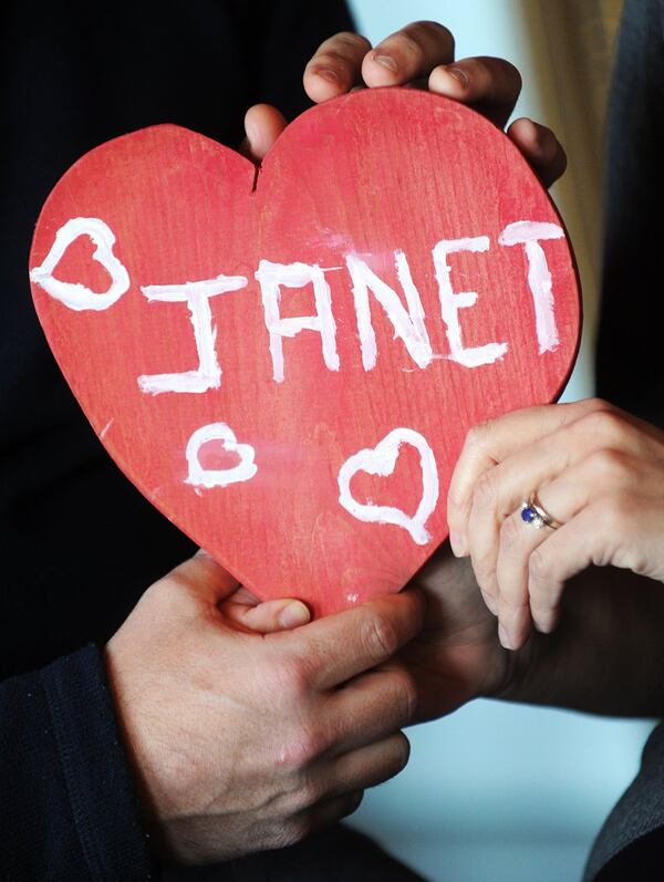 Adam and Janet Guy originally met as children in summer camp. As part of a kind of Christmas-in-July camp activity, Adam drew her name from a hat and made her a heart, shown here in 2012. Through many moves and life changes, she still had the heart prominently featured on her bedroom dresser, until one day he tracked her down on the internet and they connected again. Now they are married and it hangs on their wall. AJC FILE PHOTO