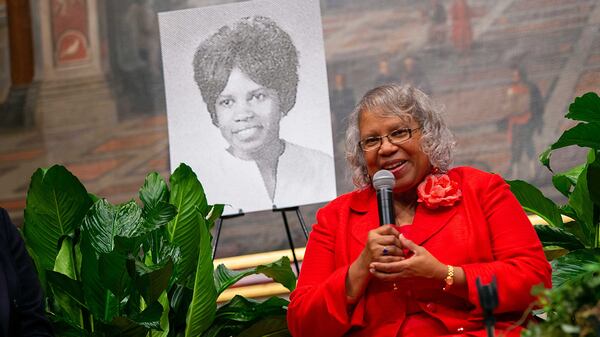 Kerry Rushin Miller, who enrolled at the University of Georgia in 1962, speaks during a 2017 ceremony "Conversations With The Class of 1966: UGA's First Black Freshman Graduates" at the UGA Chapel. PHOTO CREDIT: Terence Rushin.