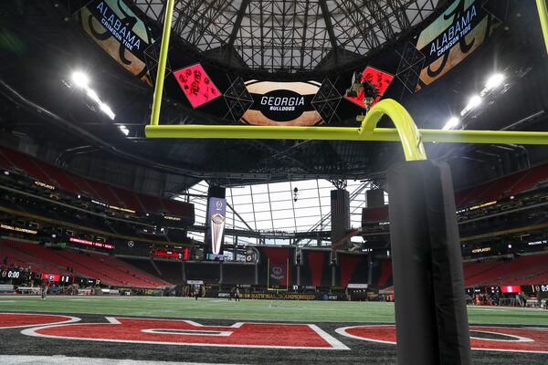 01/08/2018 -- Atlanta, GA - General view before the College Football Playoff National Championship at Mercedes-Benz stadium in Atlanta, Monday, January 8, 2018. The Georgia Bulldogs will take on the Alabama Crimson Tide for the  2018 championship title. ALYSSA POINTER/ALYSSA.POINTER@AJC.COM