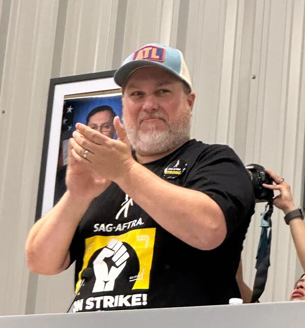 Eric Goins is the Atlanta chapter president of SAG-AFTRA. He rallied the troops in an August, 2023 event at the Teamsters union hall in Atlanta. RODNEY HO/rho@ajc.com