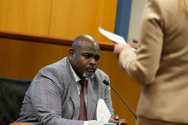 Witness and attorney Terrence Bradley testifies during a hearing in the case of the State of Georgia v. Donald John Trump at the Fulton County Courthouse on Tuesday, Feb. 27, 2024, in Atlanta. (Brynn Anderson/Pool/Getty Images/TNS)