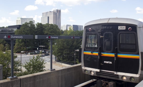 The Dunwoody MARTA station offers transit access to that city’s High Street site, a large tract near Perimeter Mall that is considered among a number of potential locations in metro Atlanta that recruiters could pitch to Amazon for its second headquarters, a $5 billion investment that promises 50,000 jobs. (CASEY SYKES / CASEY.SYKES@AJC.COM)