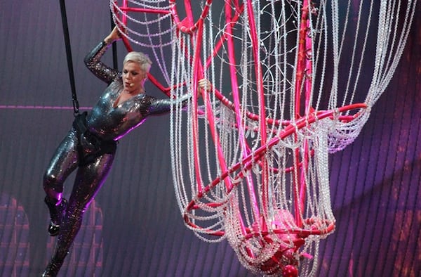 Pink delivered high-flying skills, tremendous vocals and a lot of fun at her sold-out Philips Arena show on April 21, 2018. Photo: Melissa Ruggieri/AJC