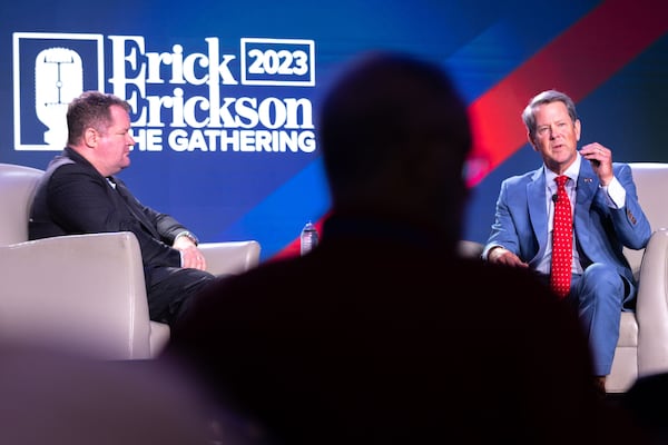 Georgia Gov. Brian Kemp (right) will be among the Republicans participating in "The Gathering" hosted by Erick Erickson.