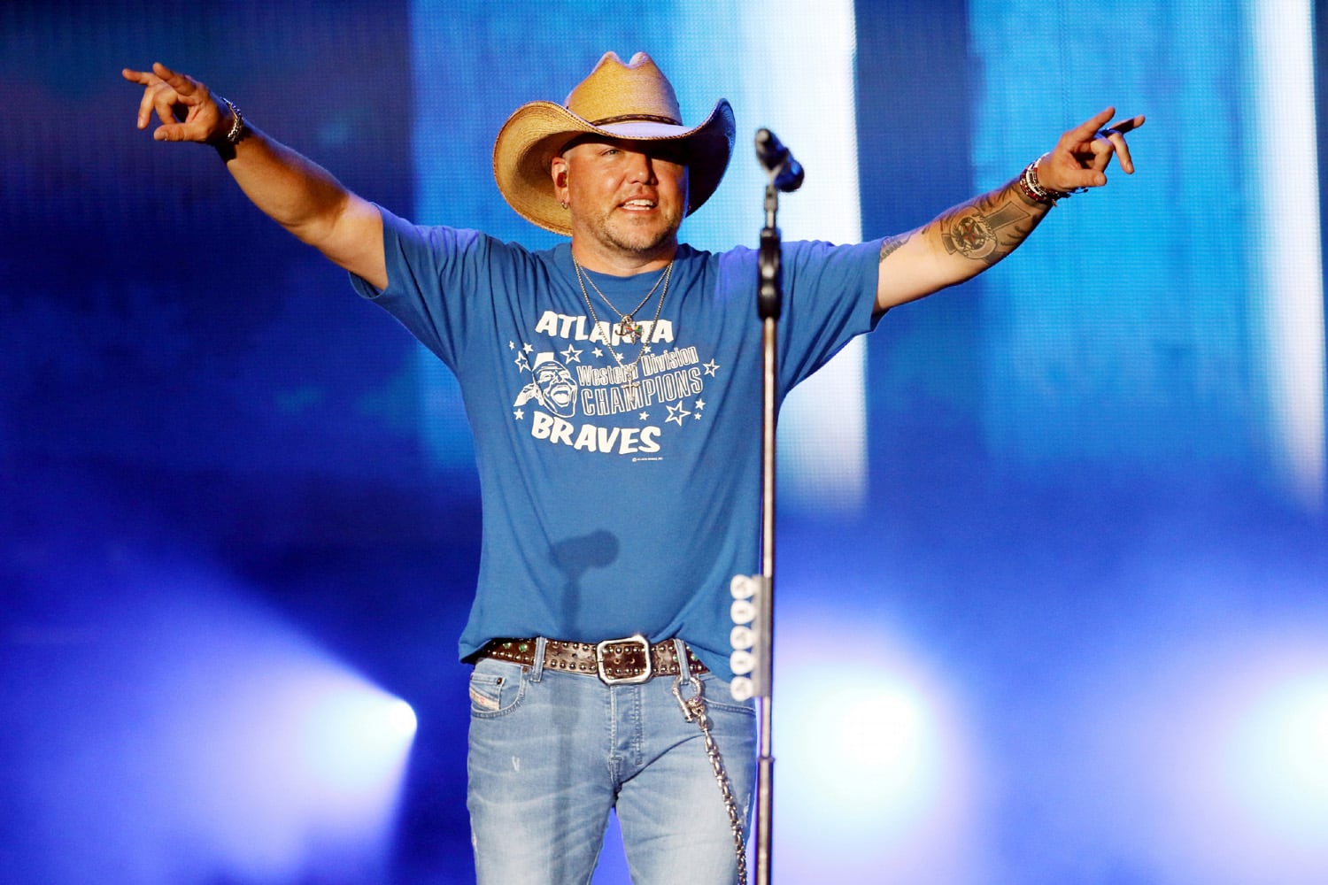 Macon native Jason Aldean rocked a sold-out Lakewood Amphitheatre on Saturday, August 5, 2023, on his Highway Desperado Tour. Mitchell Tenpenny and Corey Kent were the openers. (Photo: Robb Cohen for The Atlanta Journal-Constitution)