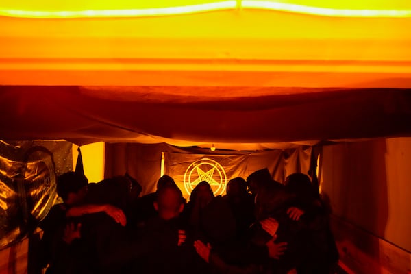 The Temple of Satan: Satanists and Luciferians of Chile members take part in a Celtic pagan celebration, in Santiago, Thursday, Oct. 31, 2024. (AP Photo/Esteban Felix)