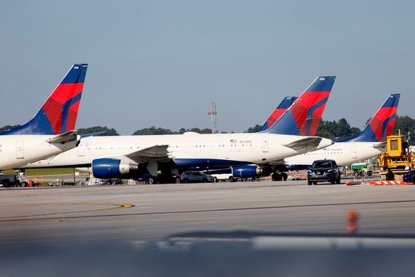 Delta Airlines airplanes are seen parked for ground support at Hartsfield-Jackson Atlanta International Airport on Thursday, Sep. 07, 2023.

Miguel Martinez /miguel.martinezjimenez@ajc.com