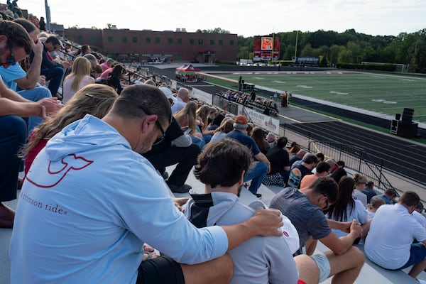 Hundreds gather at Flowery Branch High School  to celebrate the life of Ricky Aspinwall II. Sunday, Sept. 8, 2024 (Ben Hendren for the Atlanta Journal-Constitution)