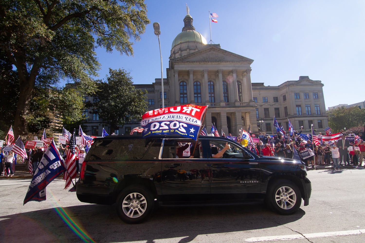 Demonstrate against the election being stolen from President Trump