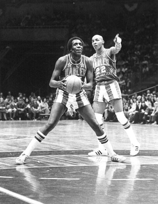 Meadowlark Lemon and Curly Neal anchored the Harlem Globetrotters through much of the 1960s and '70s, during which time the team became television stars. (Courtesy of the Harlem Globetrotters)