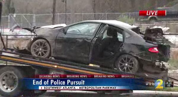 A police chase ended with a crash in southwest Atlanta on Tuesday afternoon.