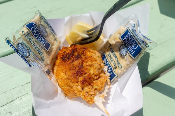 Deviled crab is a crowd-pleaser at Old Daufuskie Crab Co. (Katelyn Myrick for The Atlanta Journal-Constitution)