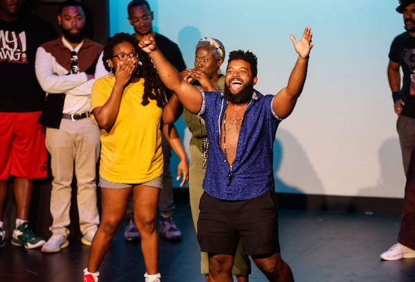 BlackGround improv comedy troupe performs at Dad’s Garage in Atlanta on Wednesday, June 19, 2024. (Natrice Miller/ AJC)