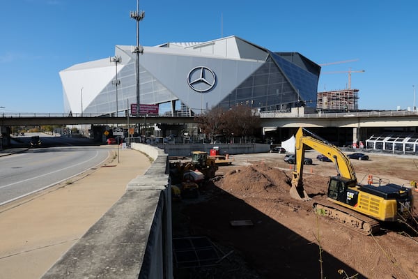 A groundbreaking ceremony for the Centennial Yards Atlanta Development is held in Atlanta on Thursday, November 17, 2022.   (Arvin Temkar / arvin.temkar@ajc.com)