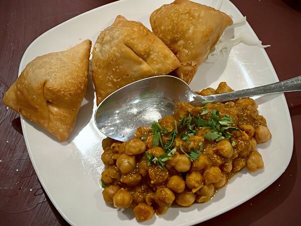 Samosa choley from Rasoi Fusion.