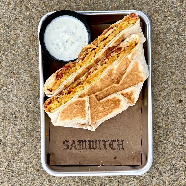 The menu at Atlanta pop-up Samwitch has included the Seven Layer Country Captain Crunchwrap. / Courtesy of Samwitch