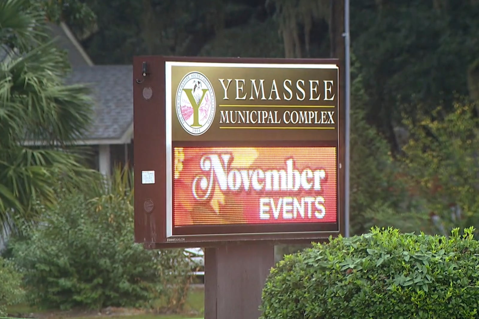 The Yemassee, S.C., sign is shown on Thursday, Nov. 7, 2024. (WCIV via AP)