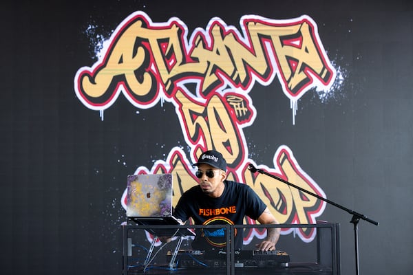 Music producer Dallas Austin sets up during a soft launch of a hip-hop pop-up experience at Underground Atlanta on Friday, September 1, 2023. Hip-hop celebrates its 50th anniversary this year. (Arvin Temkar / arvin.temkar@ajc.com)