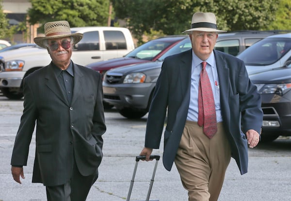 STATE REP IN COURT--May 22, 2013 Atlanta: State Rep. Tyrone Brooks Sr., (left) accompanied by former Gov. Roy Barnes (right) as his attorney, pleaded not guilty Wednesday to fraud and tax evasion charges. Brooks, an Atlanta Democrat, appeared before U.S. Magistrate Alan Baverman, who allowed the longtime lawmaker to remain free until trial on an unsecured $25,000 bond. Barnes told Baverman he was representing Brooks for free. For this reason, Barnes said he needed the court to appoint another lawyer to assist him. On May 16, a federal grand jury in Atlanta indicted Brooks for allegedly diverting hundreds of thousands of dollars he raised for two charities for his own personal expenses. He is also accused of tax evasion. Brooks plans to respond to the federal charges Thursday afternoon at a press conference at Barnes’ law firm in Marietta. JOHN SPINK / JSPINK@AJC.COM