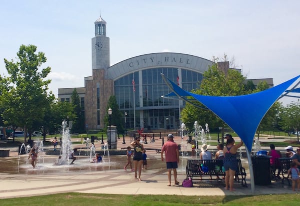 Town Center Park outside Suwanee’s City Hall is a great place to frolic on a summer afternoon.