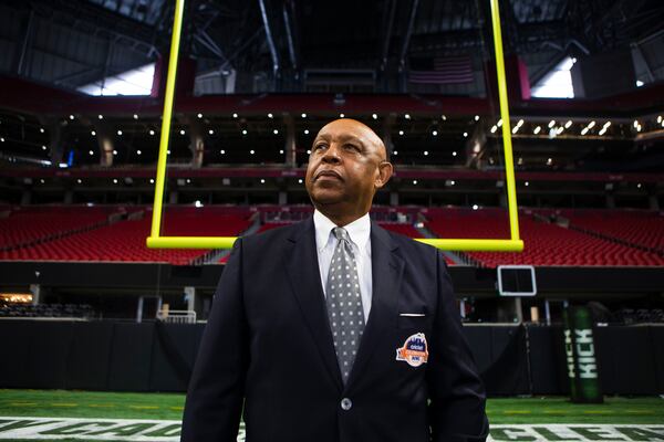 John Grant, the commissioner of the Celebration Bowl, poses for a portrait on Monday, December 5, 2022, inside Mercedes Benz Stadium in Atlanta. The Celebration Bowl will be held in Mercedes Benz Stadium on December 17, 2022. CHRISTINA MATACOTTA FOR THE ATLANTA JOURNAL-CONSTITUTION. 