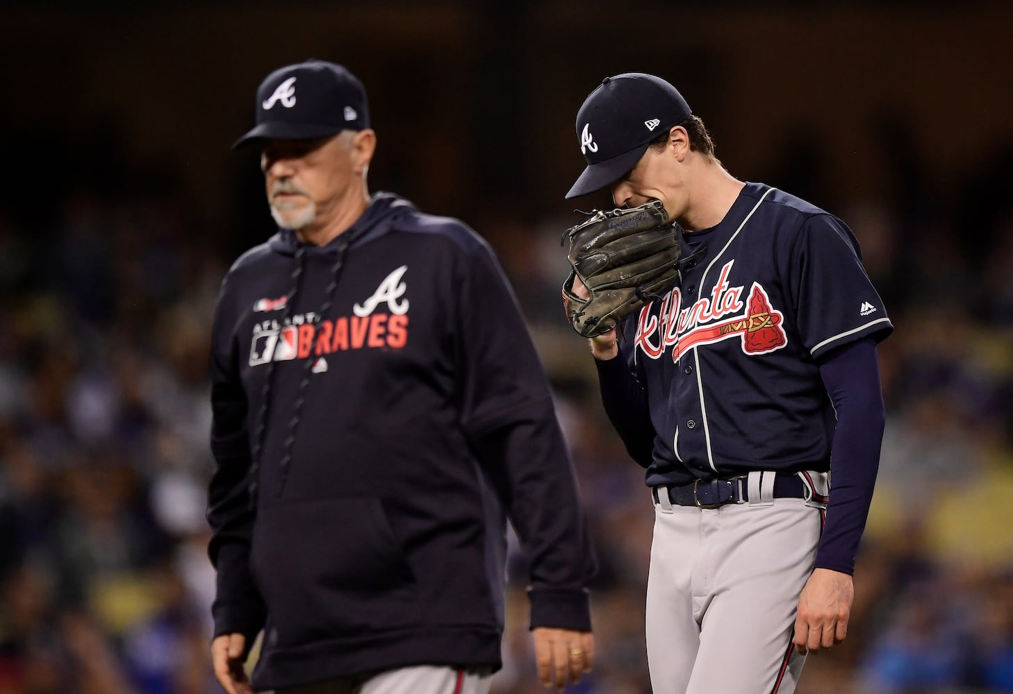 Photos: Braves, Fried hit hard - literally - by Dodgers