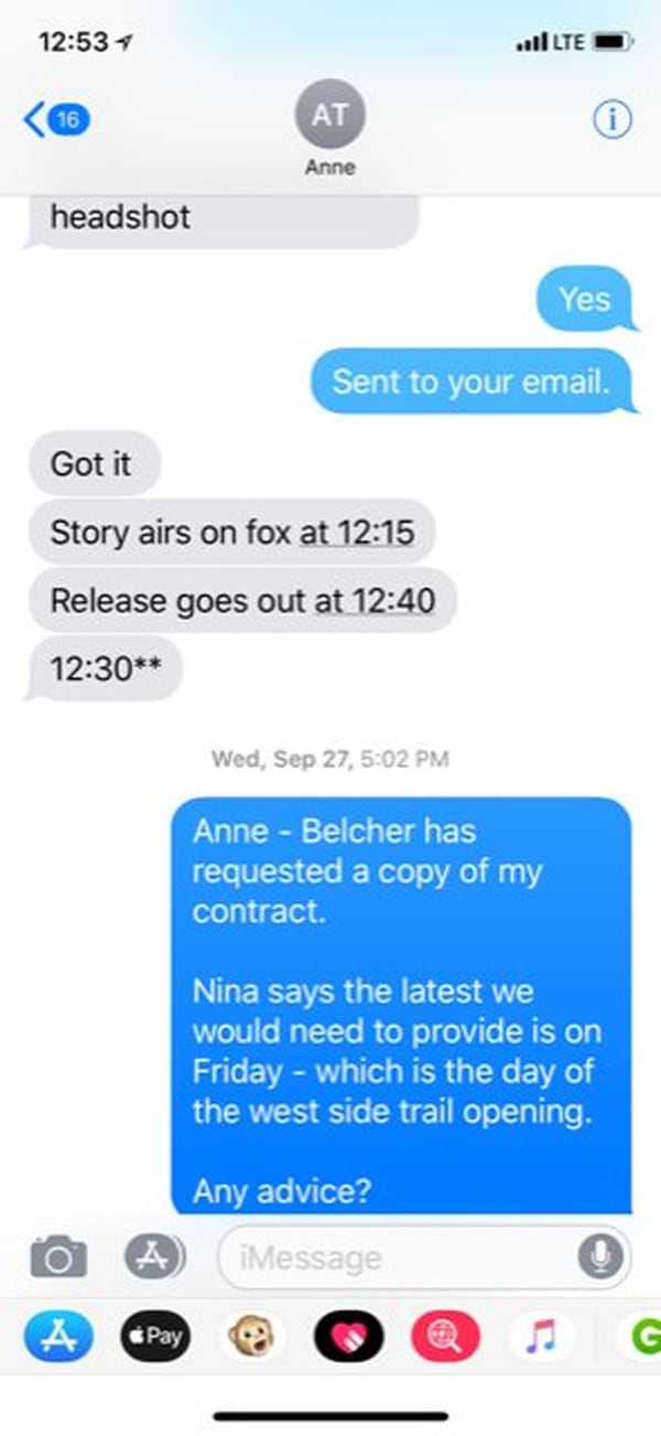 Text messages sent by Atlanta Mayor Kasim Reed’s former top spokeswoman Anne Torres, left, to Atlanta Beltline CEO Brian McGowan, show Torres pressure Beltline officials to delay production of public records.